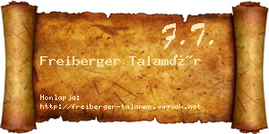 Freiberger Talamér névjegykártya
